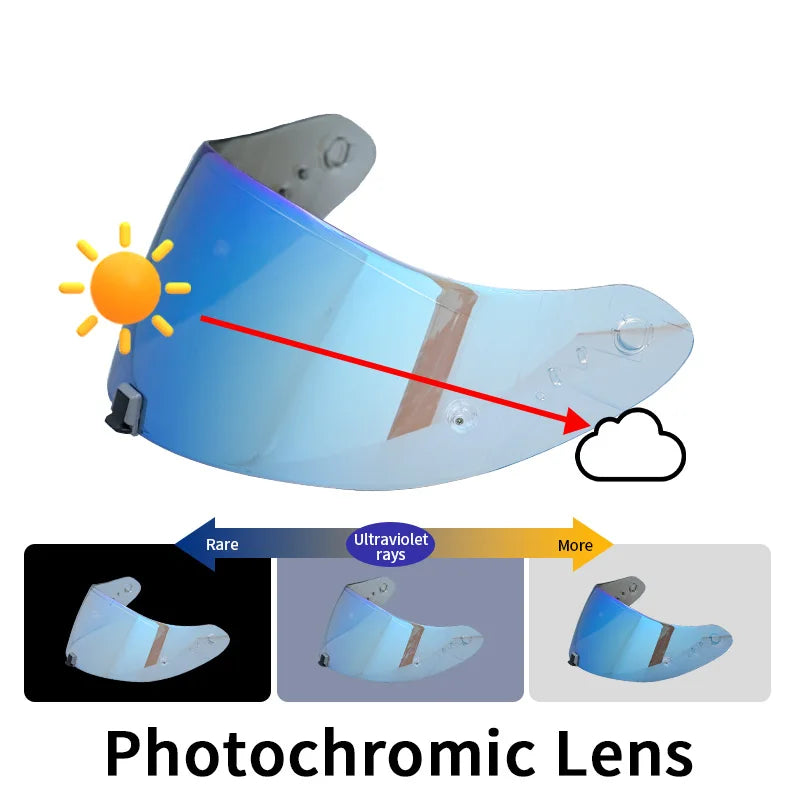 Motorcycle Helmet Visor Lens KDF-16-1 - Anti-UV Anti-Scratch Full Face Shield with Photochromic Technology