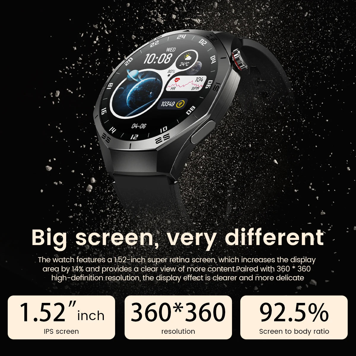 2025 Smart Watch - AMOLED Screen with GPS, Heart Rate, Bluetooth Calls & Waterproof for Android & iOS