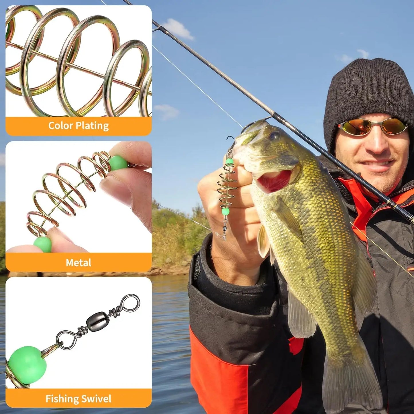5-Pack Fishing Bait Spring Feeder Cage - Stainless Steel Trap Basket Holder for Carp Fishing Tackle