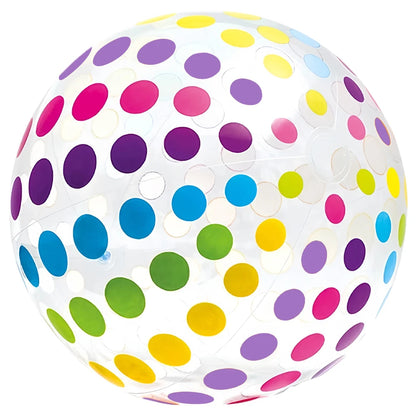 15.35" Colorful Striped Transparent Inflatable Beach Ball - Perfect for Beach, Pool & Party Games (1 Piece)