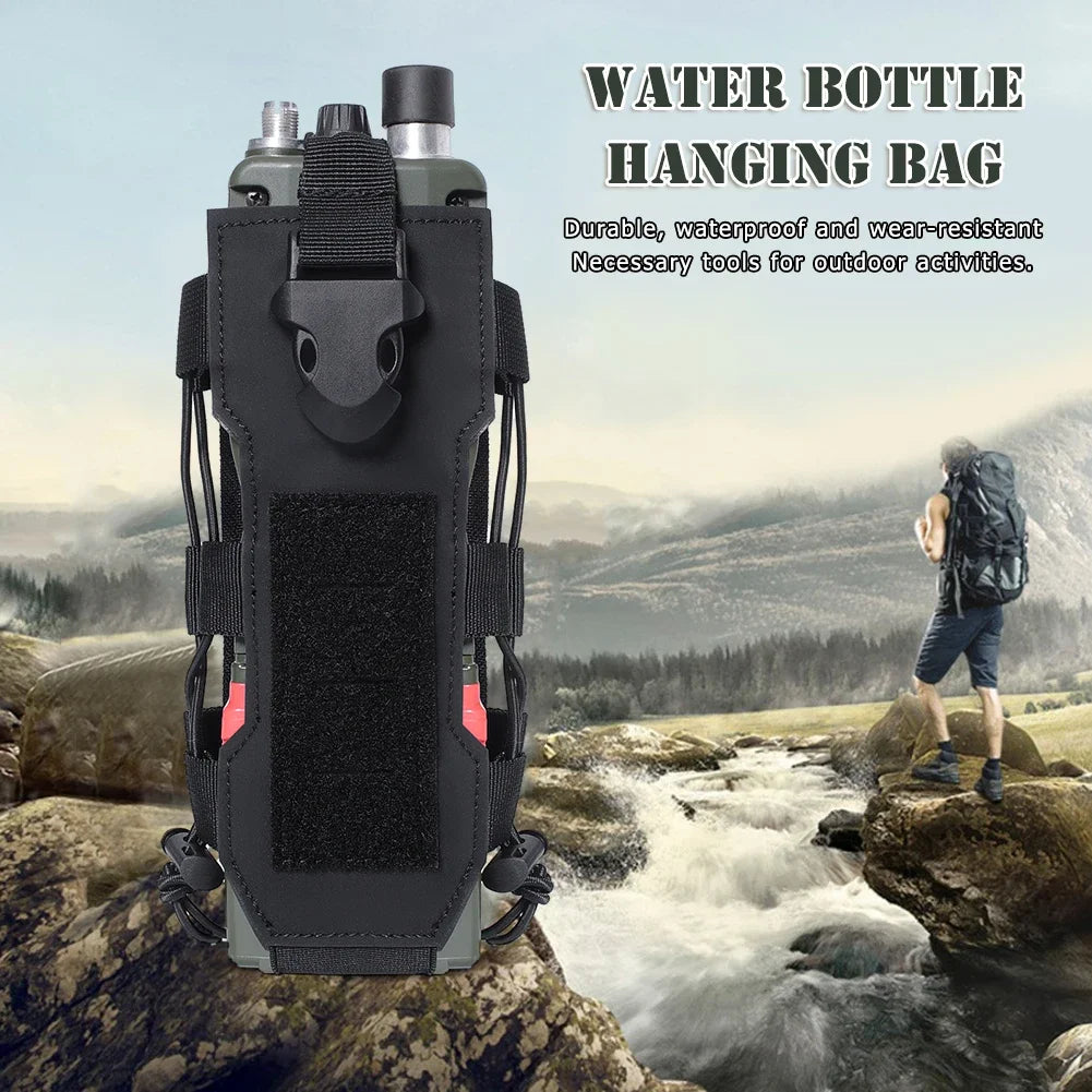 Tactical MOLLE Water Bottle Holder - Military Grade Drawstring Pouch for Outdoor Camping & Hunting