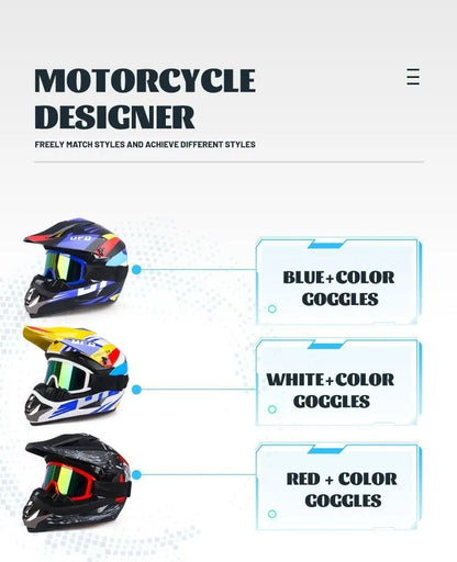 DOT Certified Professional Off-Road Motorcycle Helmet - Adults & Children - Downhill Racing Motor Helmet with Free Gift