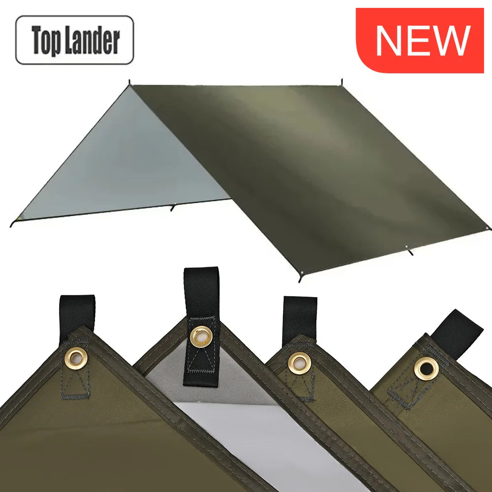 Waterproof Camping Tarp - 3500mm PU Coated 190T Polyester Sun Shelter with UV Protection - Multiple Sizes Available