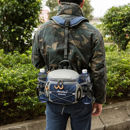 Men's Outdoor Sports Waist Bag - Multi-Purpose Hiking Backpack for Cycling, Camping, Climbing, Running with Water Bottle Holder - Bicycle Fanny Pack for Fishing