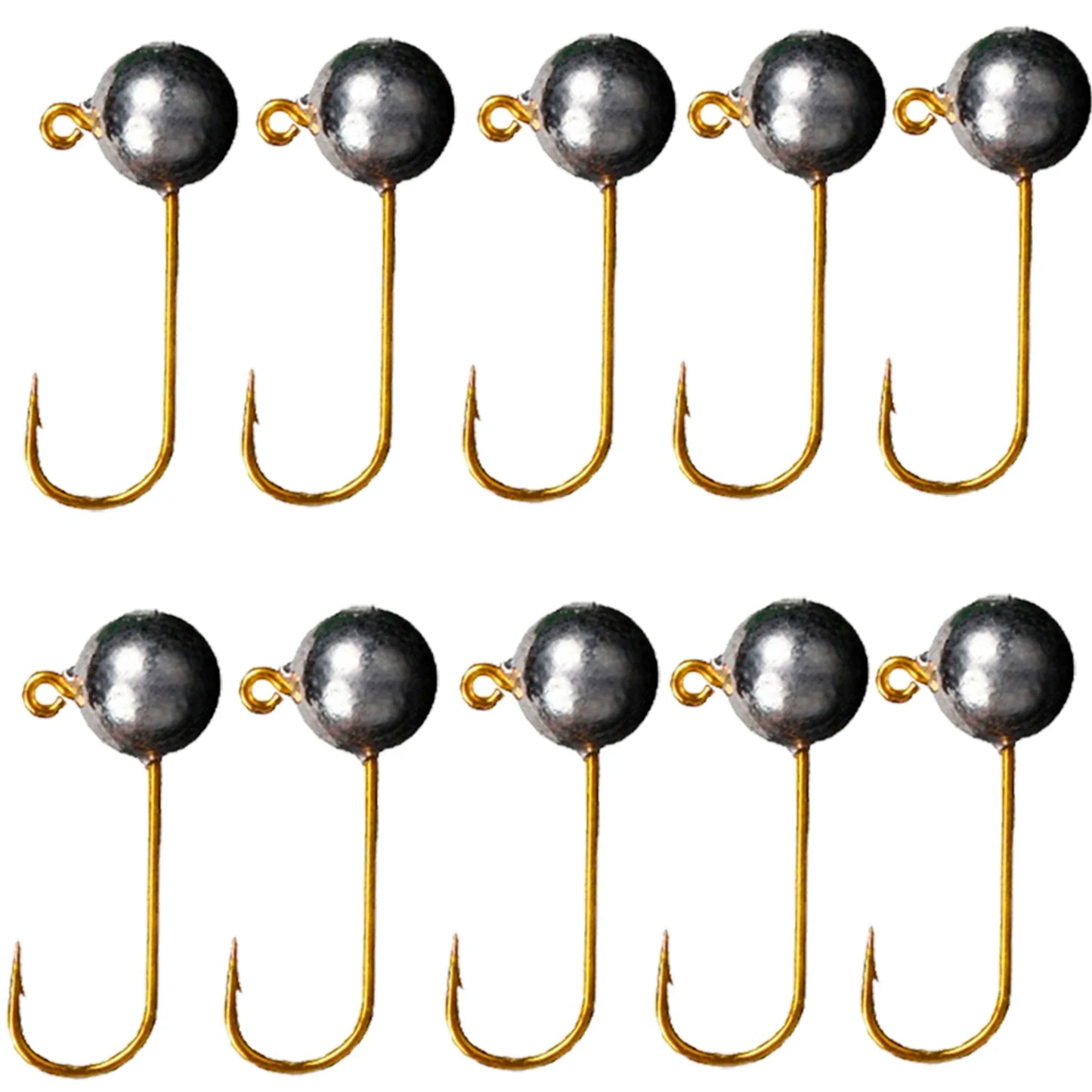 Mini Jig Head Fishing Hooks Set - 10 Pieces, 1g-5g Weight Range, Ice Fishing Tackle with Soft Lure Compatibility