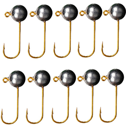 Mini Jig Head Fishing Hooks Set - 10 Pieces, 1g-5g Weight Range, Ice Fishing Tackle with Soft Lure Compatibility