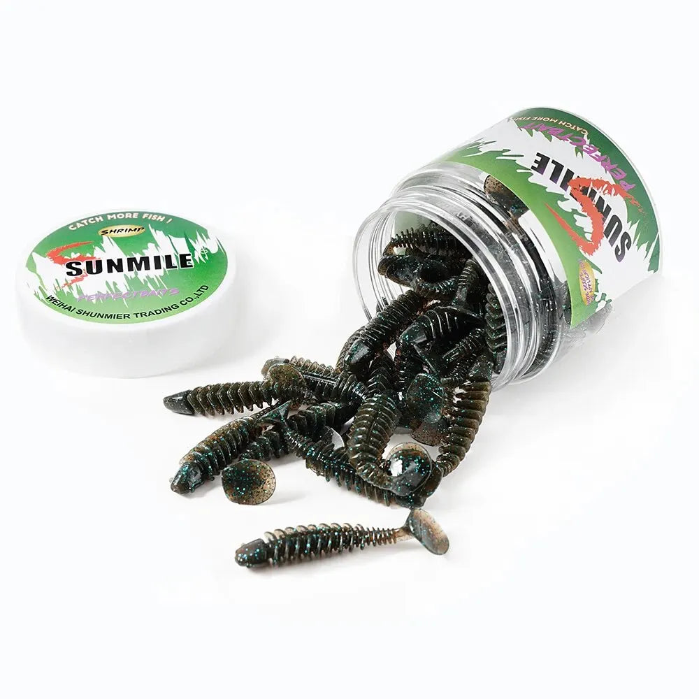 SUNMILE Artificial Soft Bait Fishing Worms - 4cm/0.6g - 20 Piece Set - Rock Fishing Wobblers for Perch, Trout & Bass