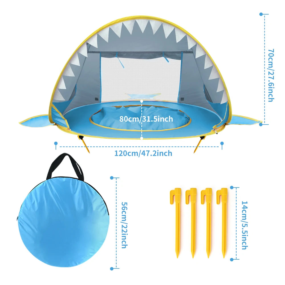 UV Protecting Baby & Kids Pop-Up Beach Tent with Pool - Portable Sun Shelter