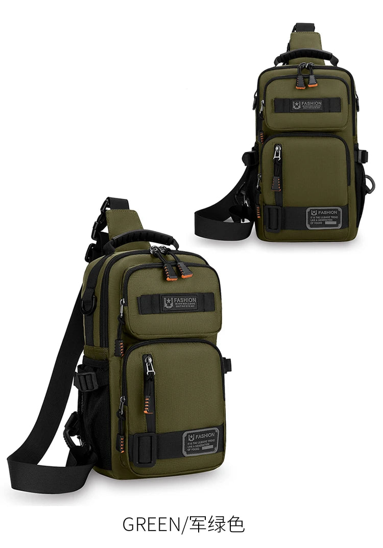 Men's Oxford Chest Pack - Unisex Crossbody Waist Bag with Zipper Pockets