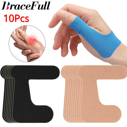 Precut Thumb Support Tape 10pcs Self Adhesive Kinesiology Patches Finger Bandages Elastic Strap for Sports Injury Protection