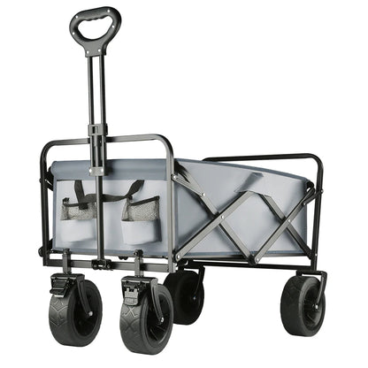 Heavy-Duty Collapsible Beach Wagon - All-Terrain Wheels, Large Capacity Folding Cart for Outdoor Camping