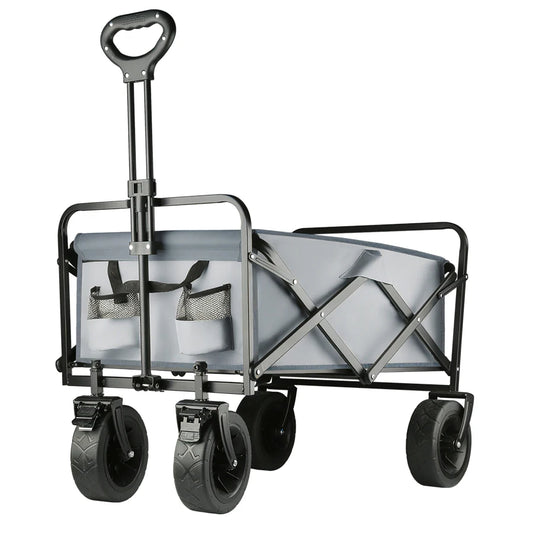 Heavy-Duty Collapsible Beach Wagon - All-Terrain Wheels, Large Capacity Folding Cart for Outdoor Camping