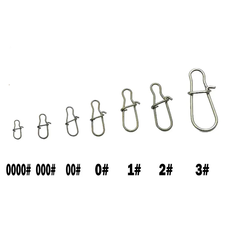 50PCS Stainless Steel Pin Swivel Fishing Accessories - Connector Lure Clip Rolling Swivels for Sea Fishing
