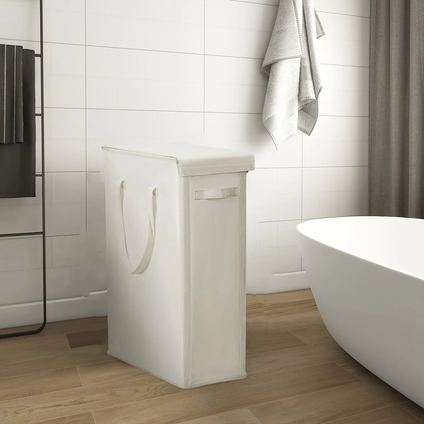 Wheeled Laundry Hamper with Lid - Closed Storage Basket for Bedroom, Bathroom & Laundry Room
