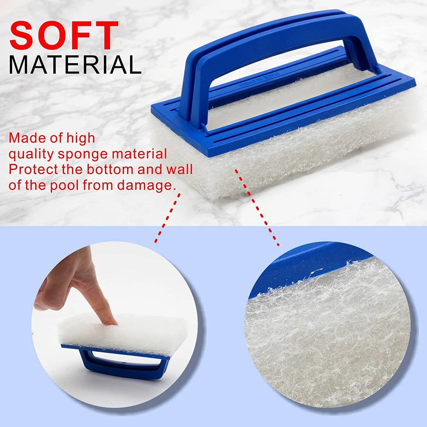 Swimming Pool Wall Cleaning Brush - Waterline Scrubber Sponge for Pools, Hot Springs, and Spa Tubs