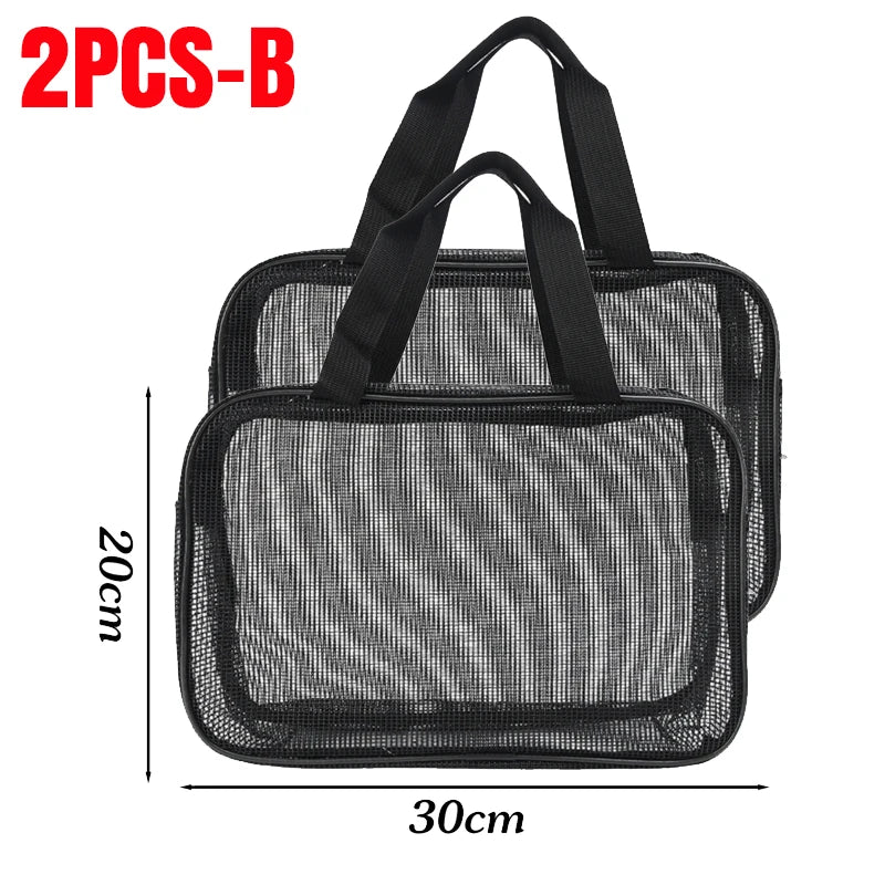 Large Capacity Mesh Toiletry Organizer - Travel Bathroom Storage Bag