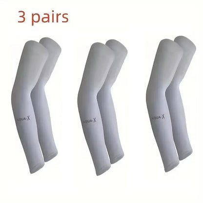 UV Protection Ice Silk Arm Sleeves - Men's Cooling Sports Arm Covers for Cycling, Running & Outdoor Fitness