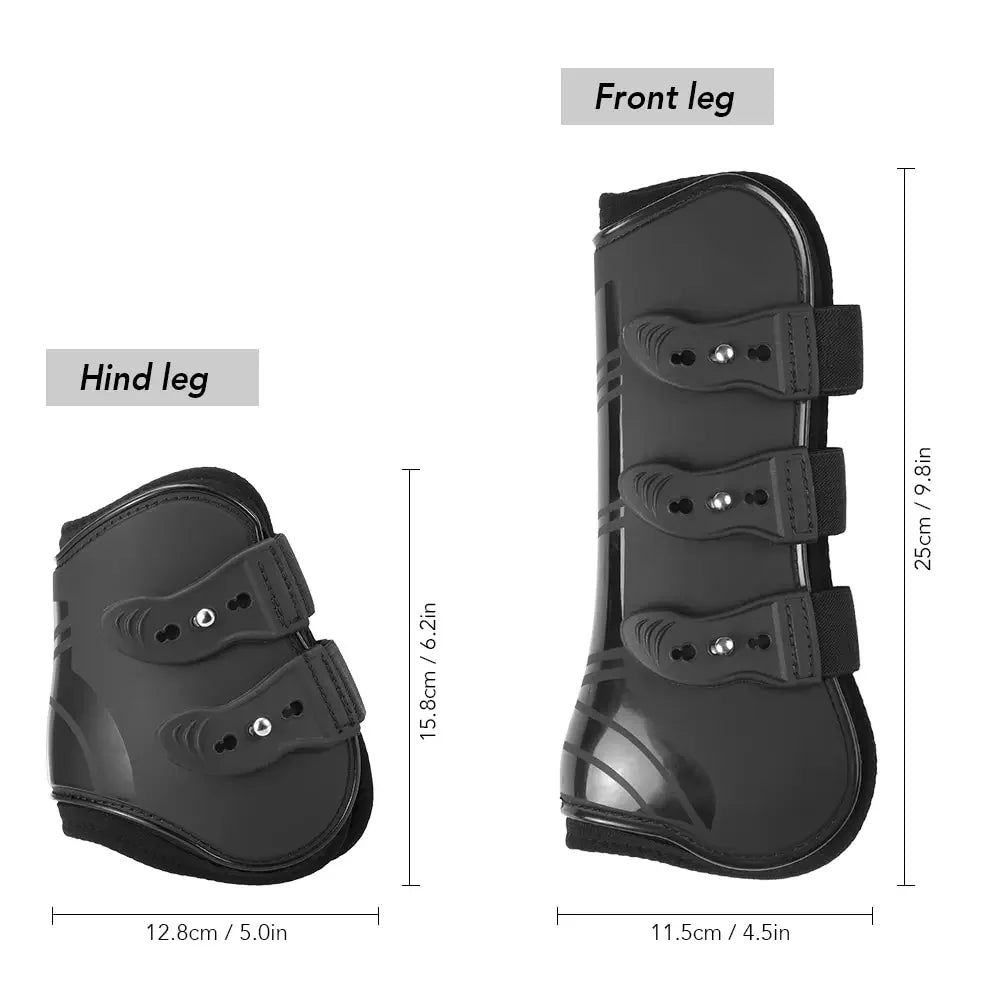 Adjustable Horse Leg Boots (4-Piece Set) - Front & Hind Tendon Protection with PU Shell and Neoprene