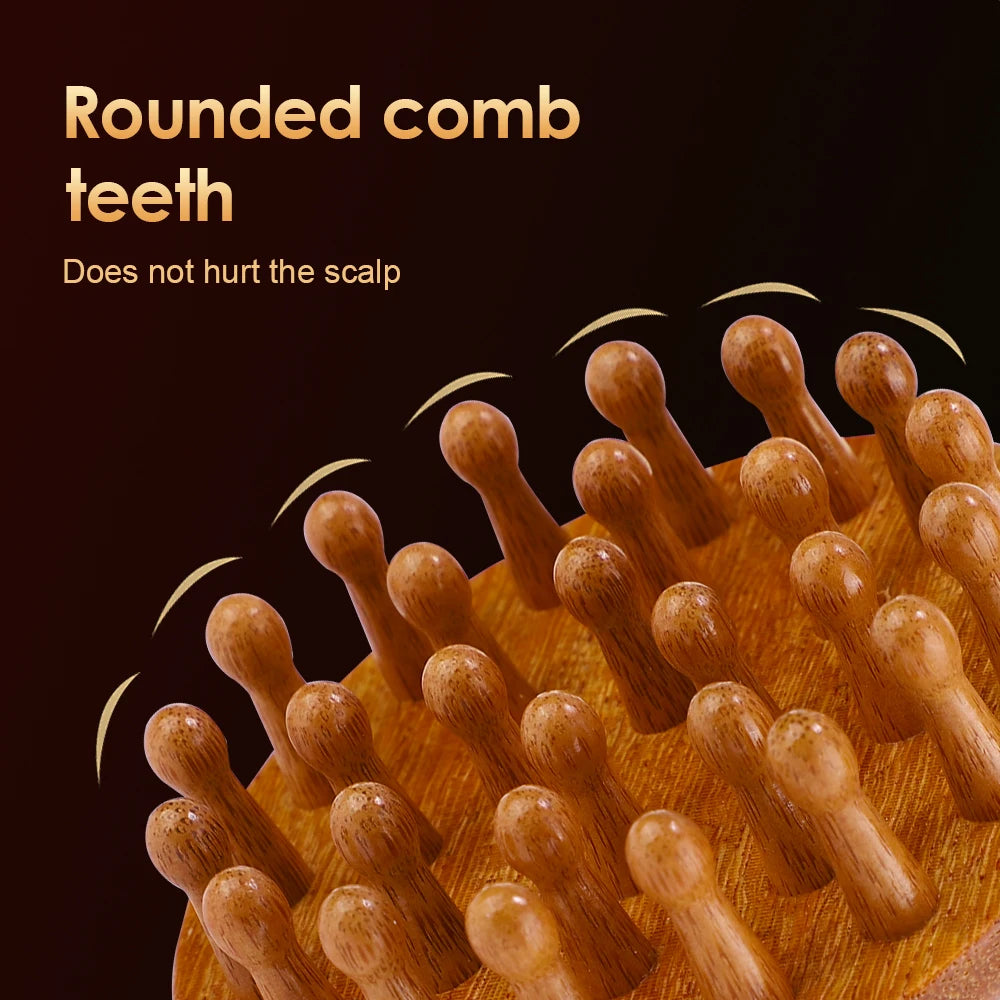 Natural Sandalwood Massage Comb - 28-Tooth Multi-Functional Scalp & Body Massager for Recovery & Relaxation