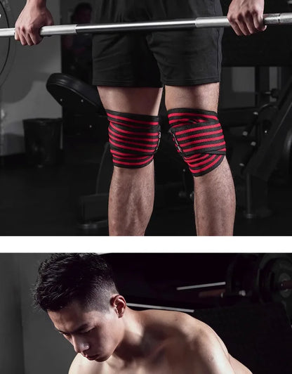 Premium Knee Compression Wraps - Elastic Fitness Straps for Weight Lifting, Squats & Gym Training Support