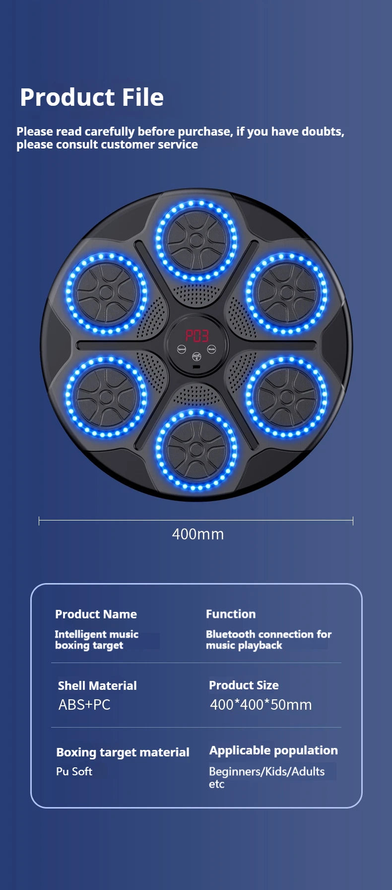 Smart Bluetooth Music Boxing Trainer - Wall-Mounted Electronic Punching Target for Home & Gym