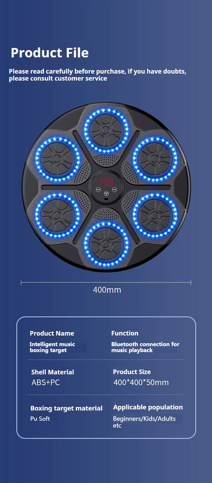 Smart Bluetooth Music Boxing Trainer - Wall-Mounted Electronic Punching Target for Home & Gym