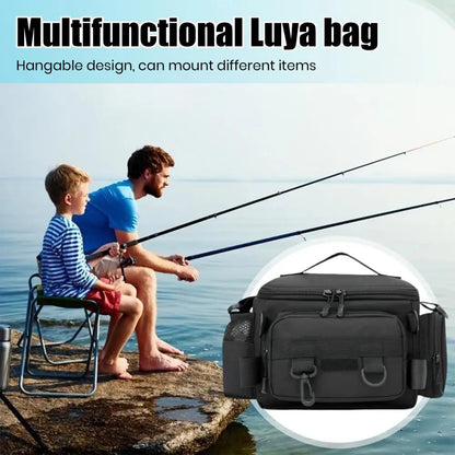 Portable Fishing Tackle Shoulder Bag - Multi-Purpose Storage with Rod Holder for Outdoor Sports & Fly Fishing