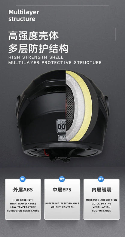 DOT Approved Modular Flip-Up Motorcycle Helmet - Voyage Racing Dual Lens with Interior Visor - ORZ-161