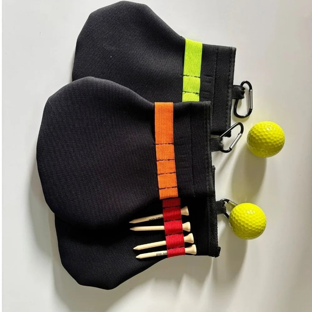 Golf Ball Pouch with Metal Clip - Spacious Terylene Carry Bag for Balls and Tees