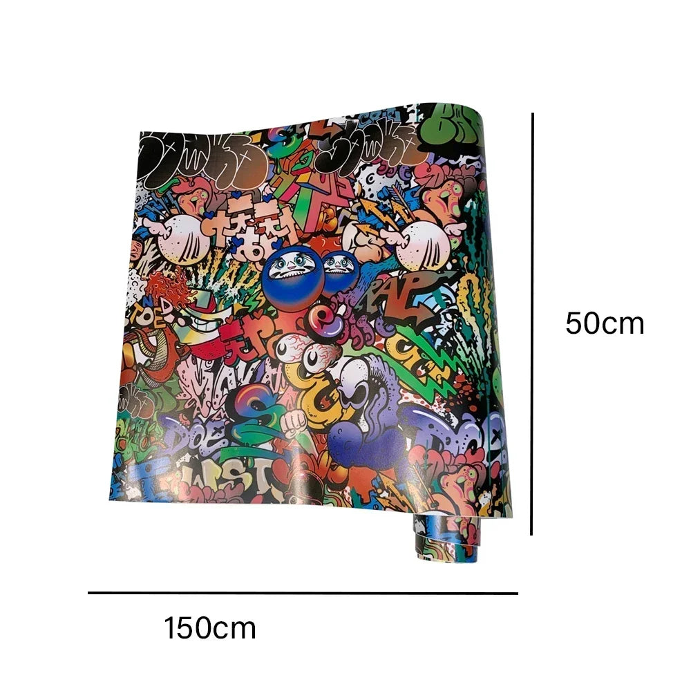 Waterproof PVC Graffiti Vinyl Wrap Film - Cartoon Camouflage Decal Sticker for Cars, Bicycles, Skateboards & Auto Accessories