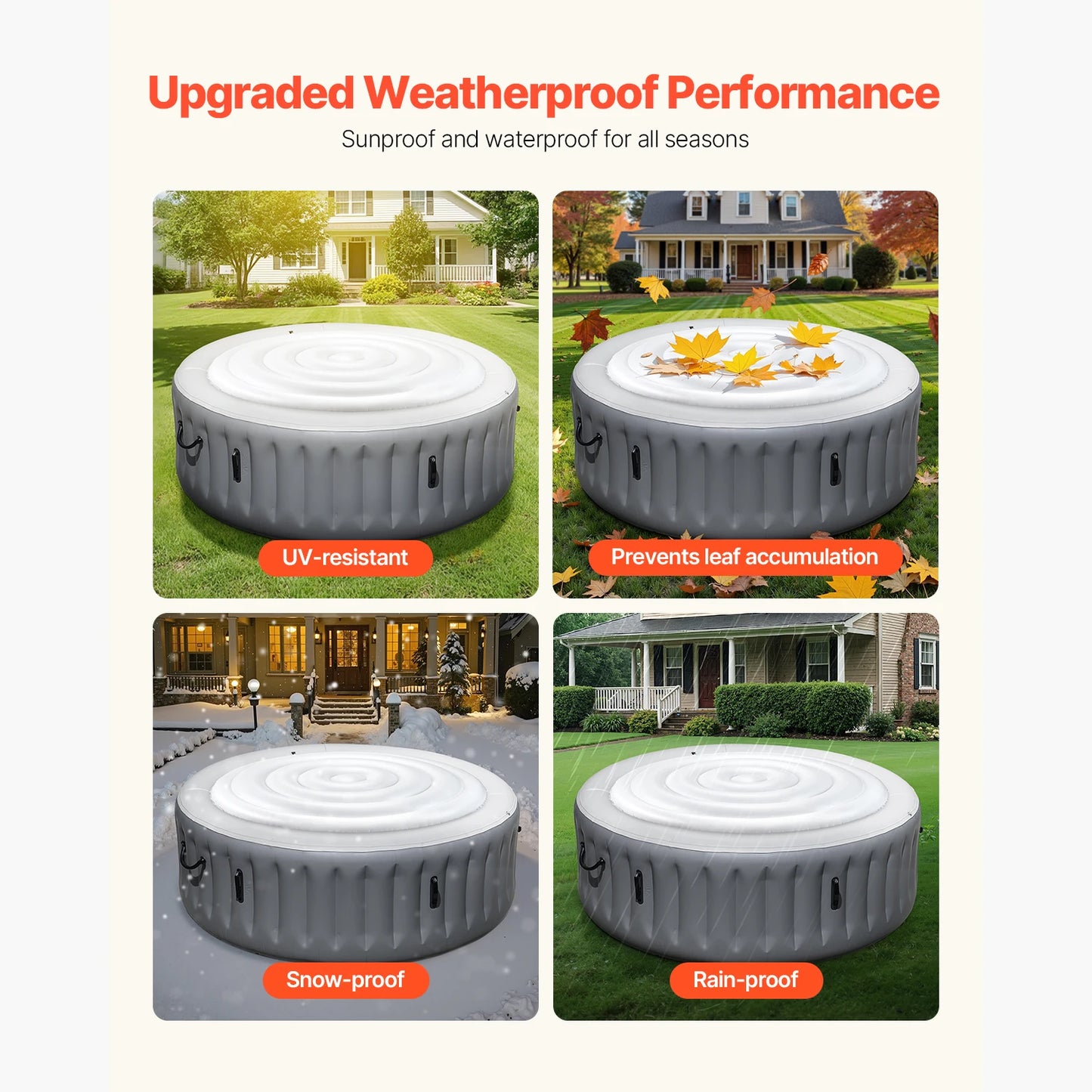 Inflatable Hot Tub Cover - Round Insulated Spa Cover for Recovery & Relaxation (65" Diameter)