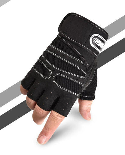 Premium Half-Finger Workout Gloves with Wrist Wrap - Men & Women - Weight Lifting, Training, Cycling & Gym
