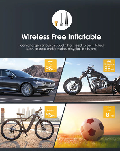 CARSUN Rechargeable Digital Tire Inflator - Portable Cordless Air Compressor for Car, Motorcycle, Bicycle & Balls