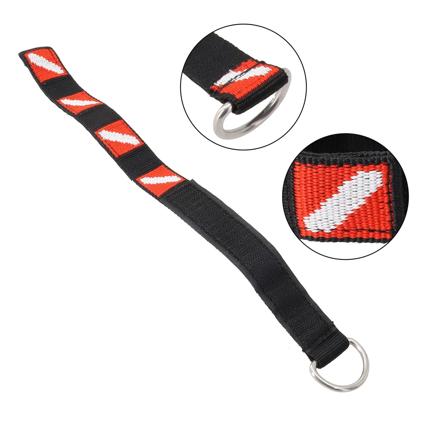 Adjustable Scuba Diving Wrist Lanyard - Metal D-Ring Webbing Strap for Freediving & Swimming Equipment