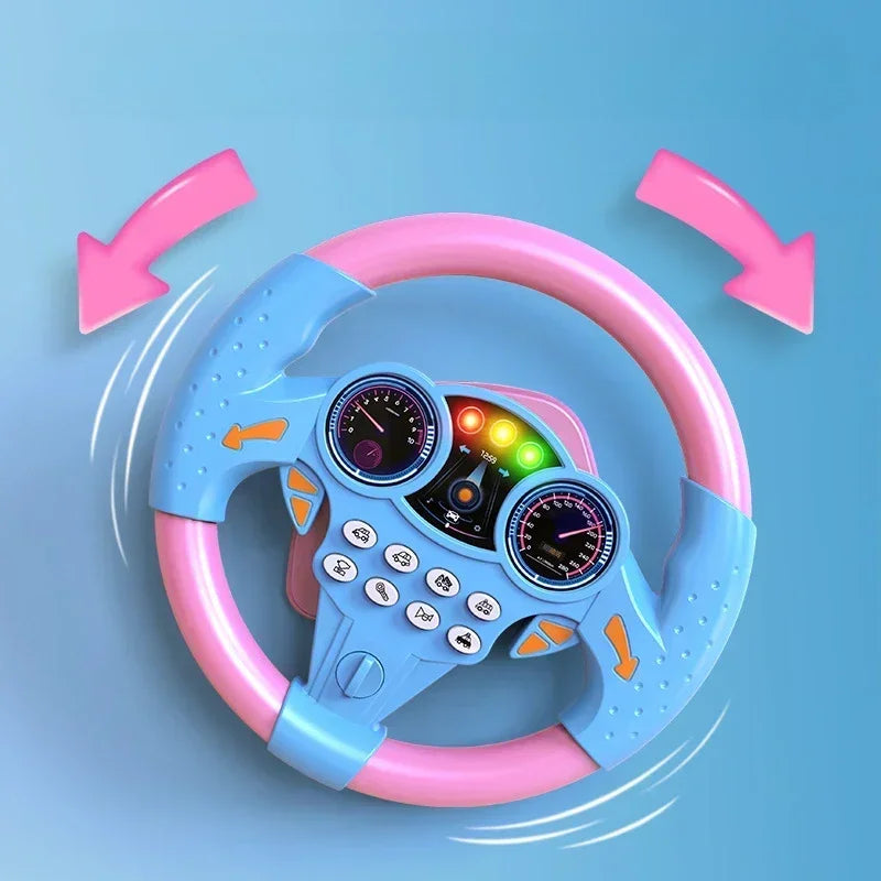 Kids Interactive Steering Wheel Toy - Educational Stroller Copilot with Sound Effects