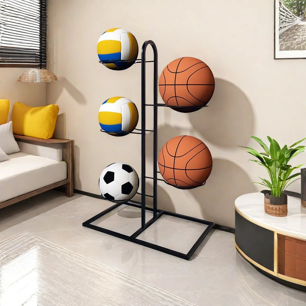 Carbon Steel Basketball Storage Rack - Multi-Layer Ball Organizer Stand for Basketball, Football, Volleyball (Home & School)