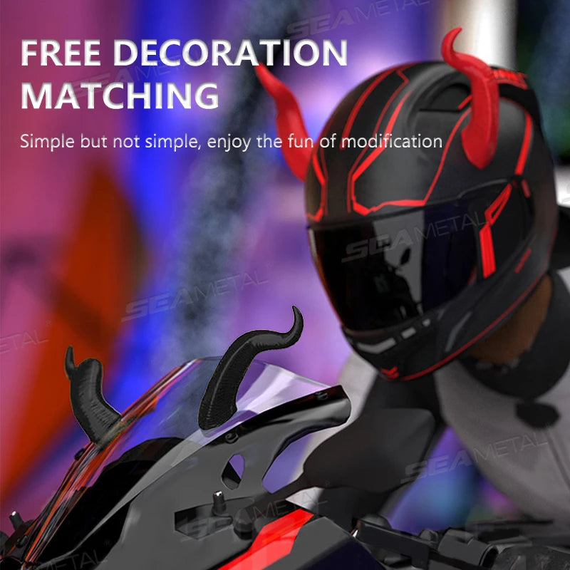 Devil Horns Motorcycle Helmet Decoration - 2-Piece Set with Suction Mount | Cosplay Styling Accessory