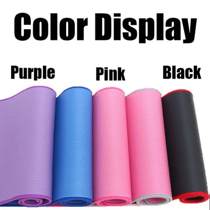 Extra Thick 10MM NBR Yoga Mat - 183cm x 61cm Non-Slip Exercise Mat for Pilates & Gym Workouts with Carrying Strap