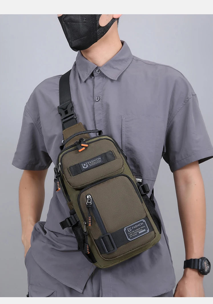 Men's Oxford Chest Pack - Unisex Crossbody Waist Bag with Zipper Pockets