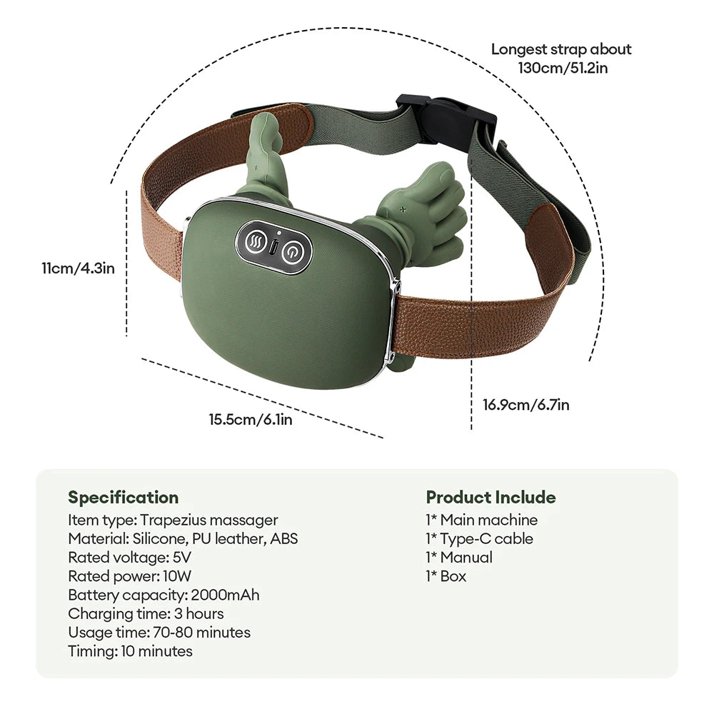 Wireless Neck & Shoulder Massager - Bionic Finger Cervical Trapezius Kneading Massage Shawl with Brushless Motor