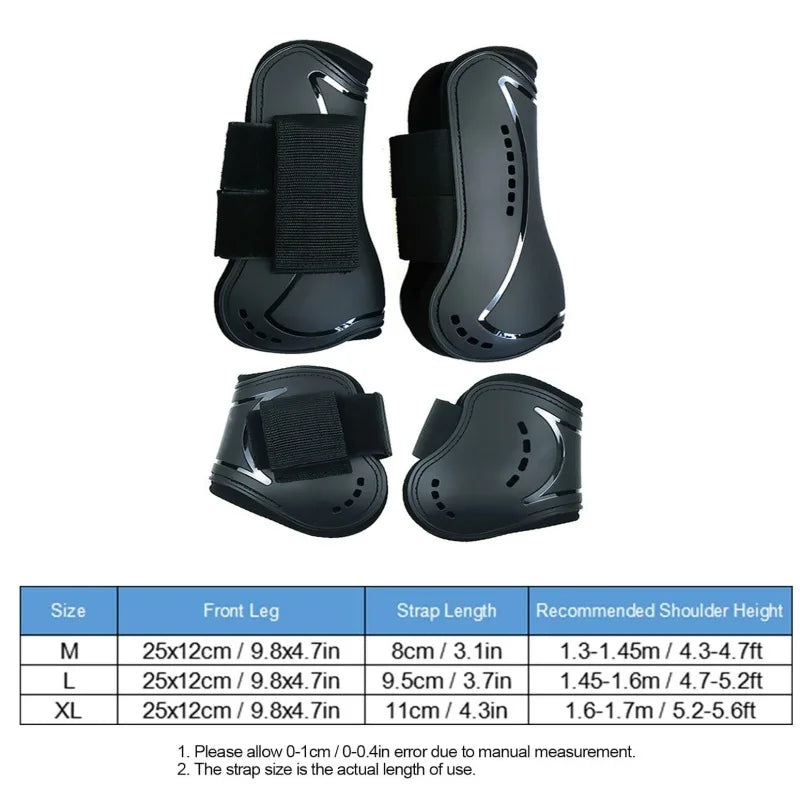 Adjustable Horse Leg Splint Boots - PU Neoprene Protective Support for Training, Racing, Riding & Jumping