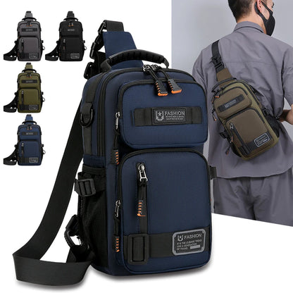 Men's Oxford Chest Pack - Unisex Crossbody Waist Bag with Zipper Pockets