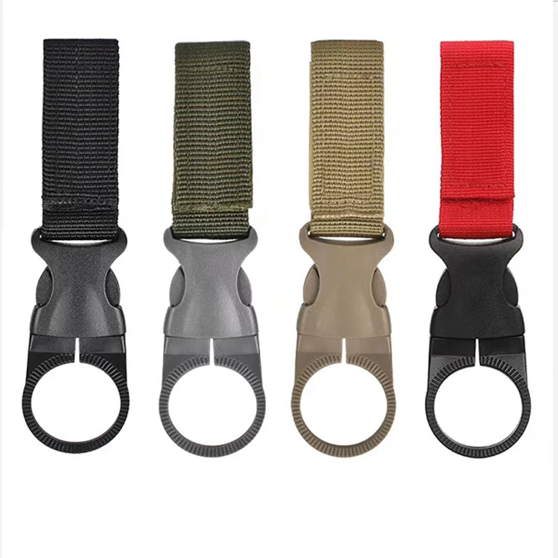 Outdoor Nylon EDC Carabiner Water Bottle Holder - Webbing Buckle Hook Clip for Backpack Belt Camping & Climbing