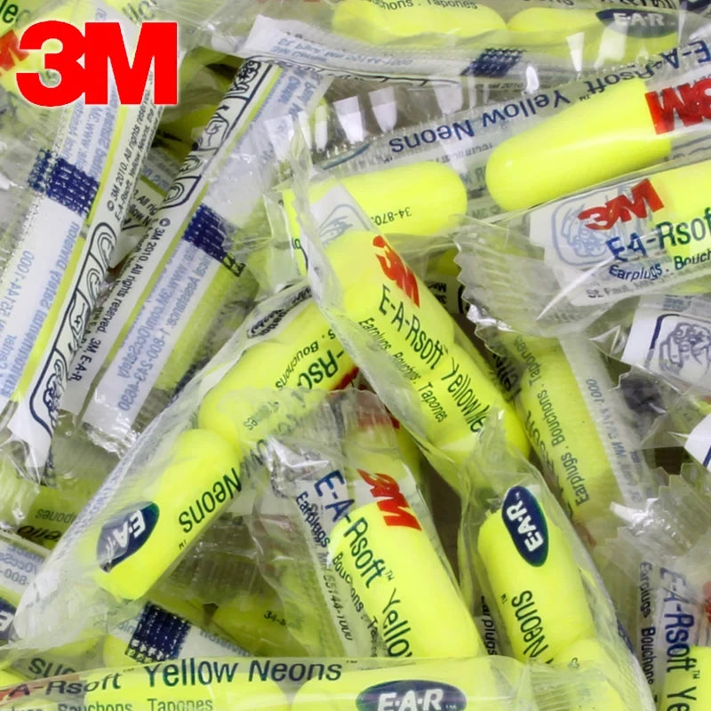3M 312-1250 Foam Ear Plugs - 10 Pairs Corded Soft Noise Reduction Earplugs for Swimming & Hearing Protection