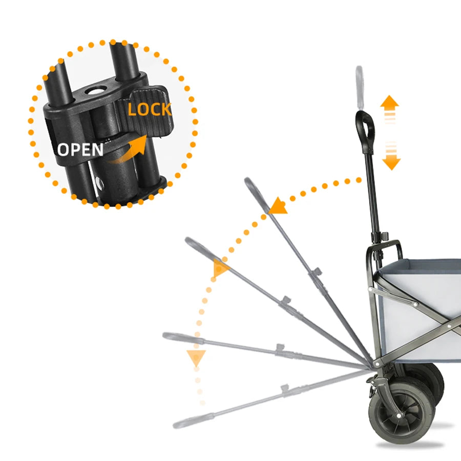 Heavy-Duty Collapsible Beach Wagon - All-Terrain Wheels, Large Capacity Folding Cart for Outdoor Camping