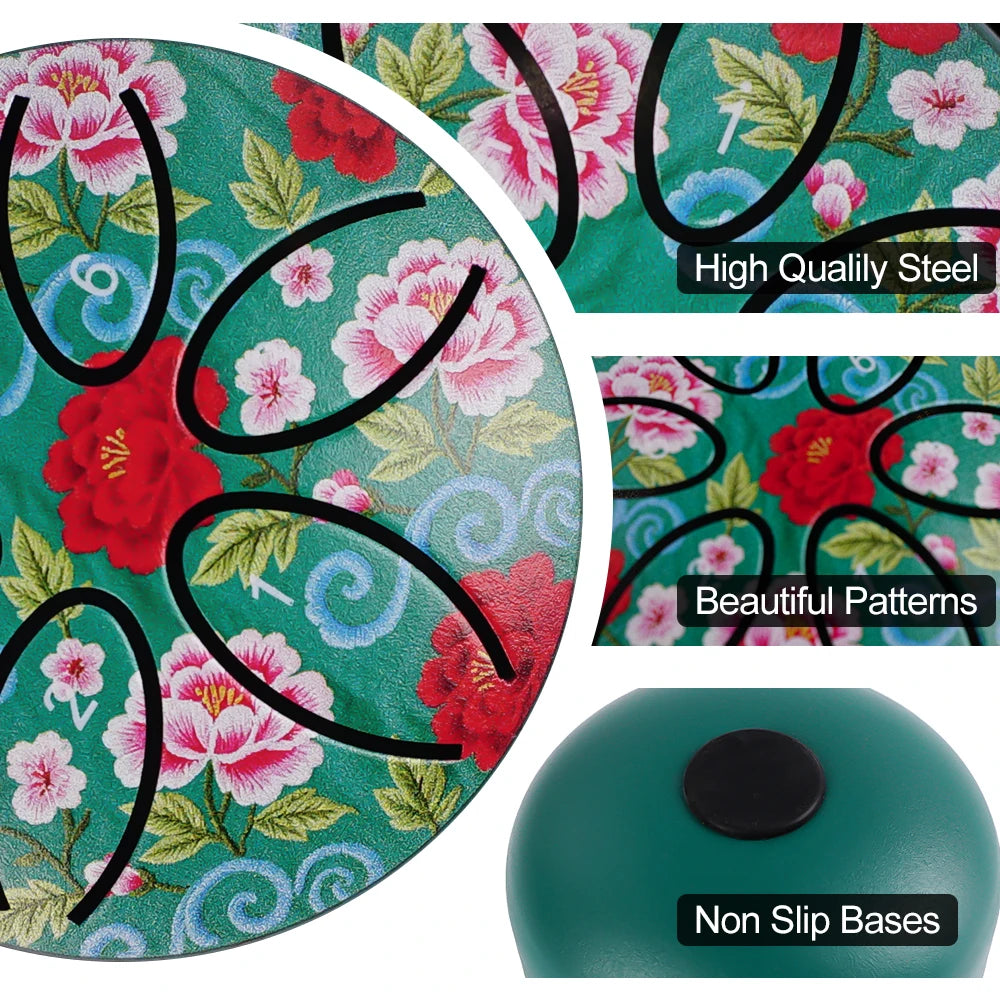 6-Note Mini Steel Tongue Drum - 3 Inch Handpan Chakra Drum with Colorful Patterns for Yoga & Meditation