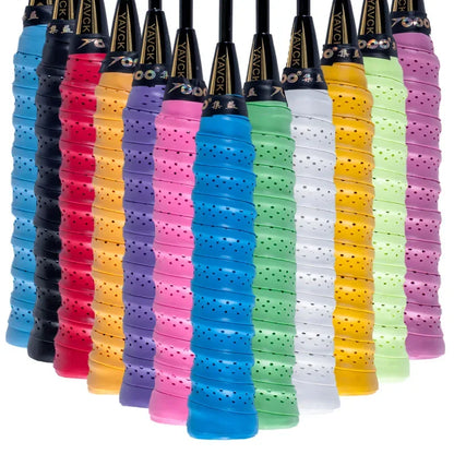 Premium Perforated Racket Overgrip - Anti-Slip PU Tennis & Badminton Handle Wrap with Shock Absorption - 110cm Length