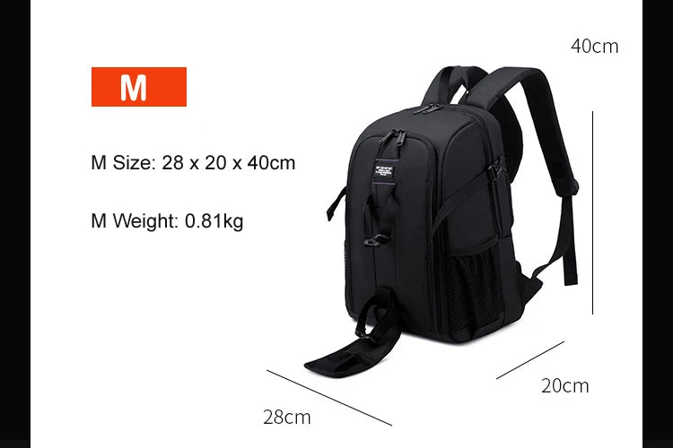 Large Capacity Camera Backpack - Waterproof DSLR Bag with Tripod Holder & Rain Cover