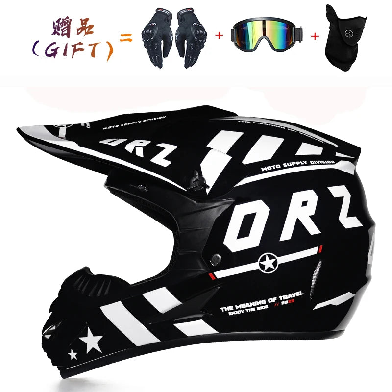 Kids Flip-Up Motorcycle Helmet - Off-Road Motocross ATV Dirt Bike Downhill MTB DH Racing + 3 Free Gifts