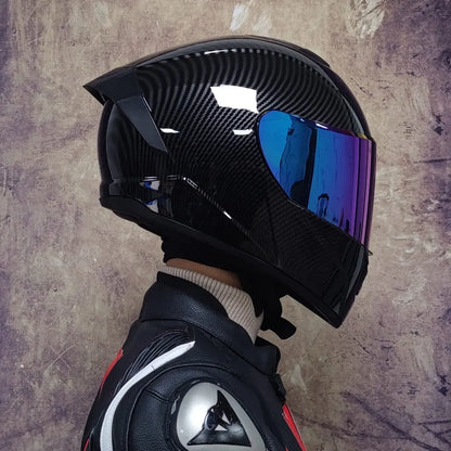 Full Face Racing Motorcycle Helmet - Winter Warm Double Visor Motorbike Sports Helmet LVS-701